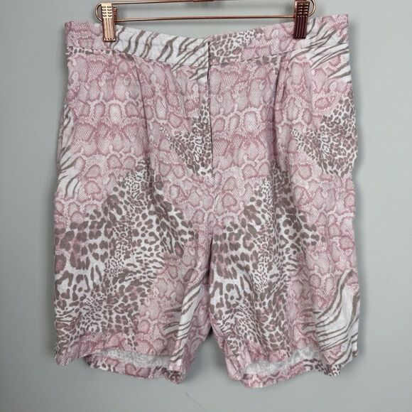 JOHNNY WAS WORKSHOP | Jayla Linen Pink Animal Print Shorts Women’s Size Medium - Picture 4 of 12